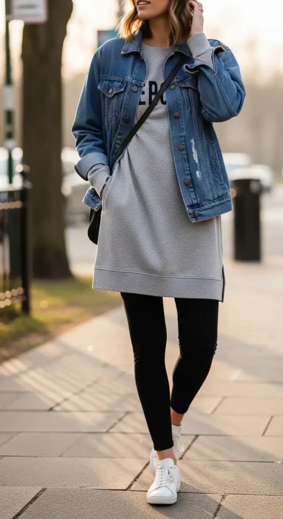 leggings-long-sweatshirt-and-denim-jacket