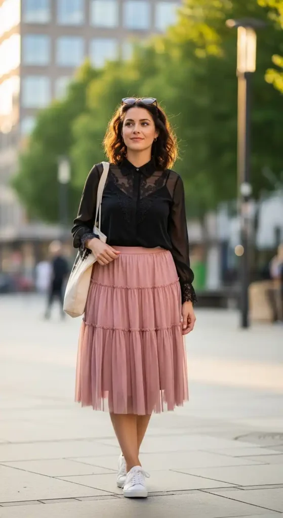 black-sheer-blouse-with-tulle-skirt