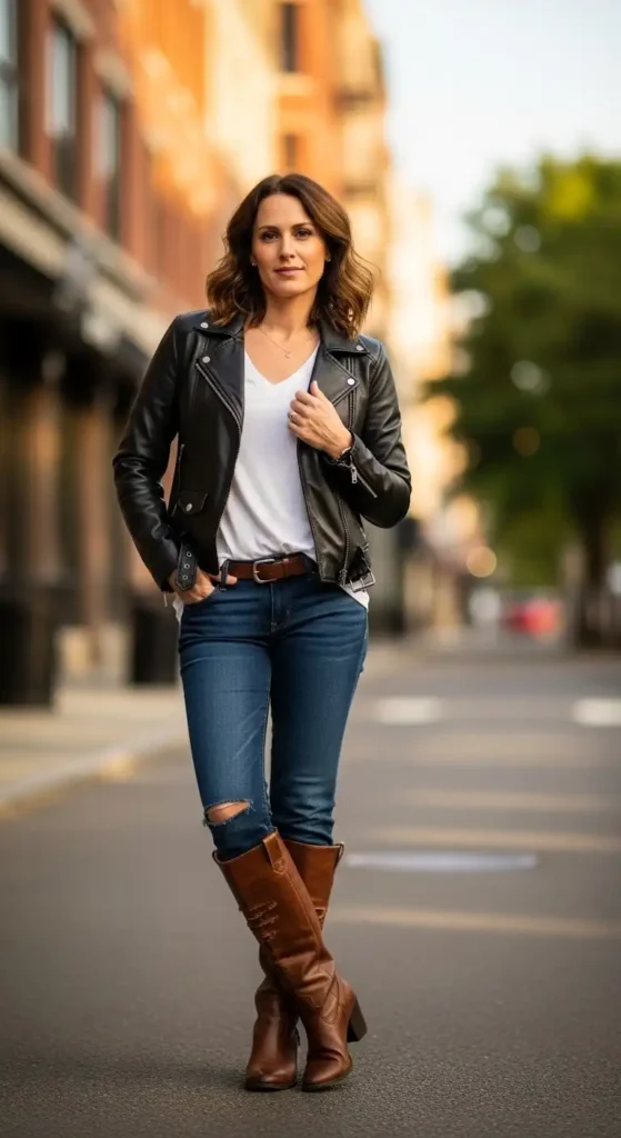 casual-leather-jacket-with-tee-and-boots