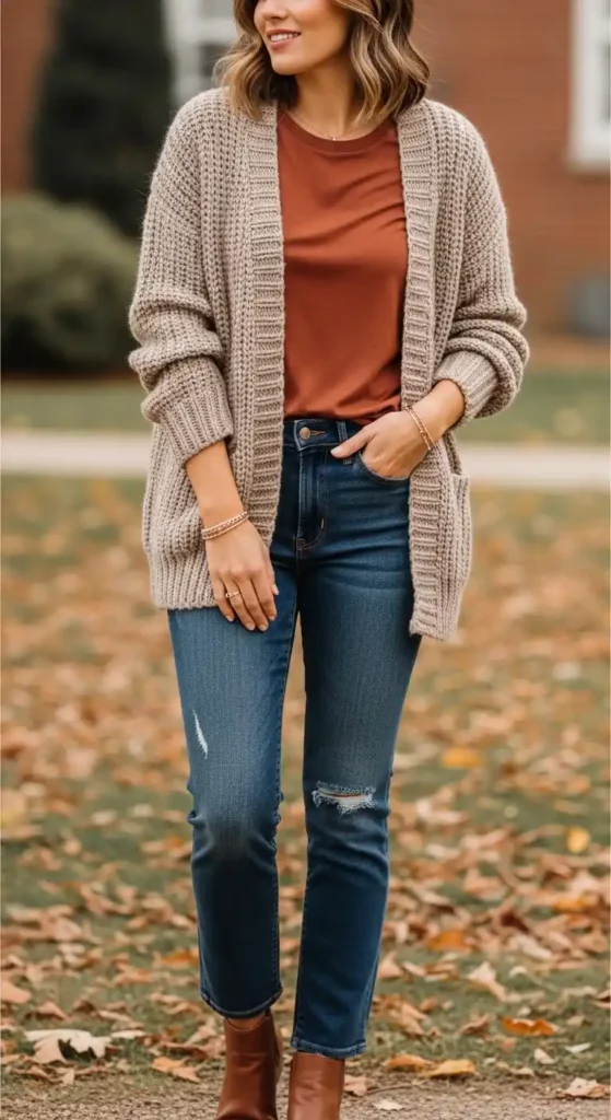 soft-cardigan-and-rust-tee-for-cozy-casual-fall