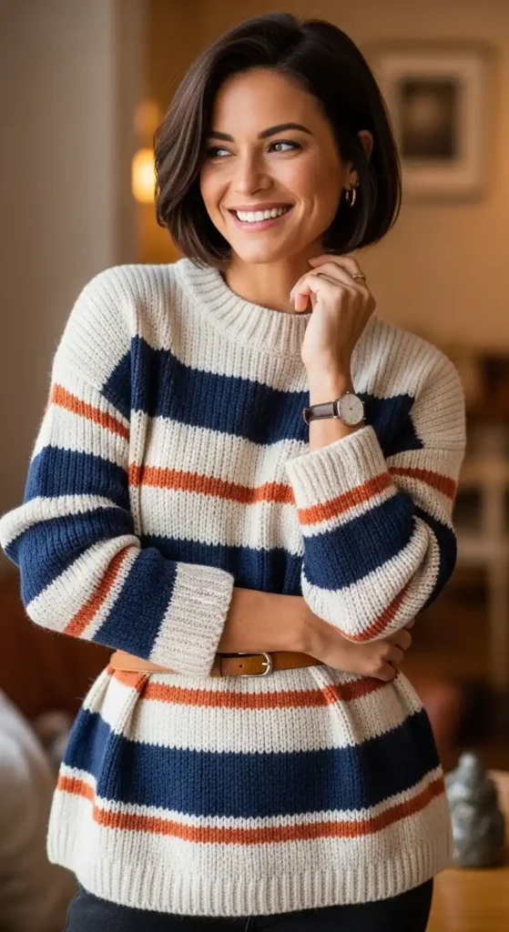 striped-knit-sweater-with-belted-waist