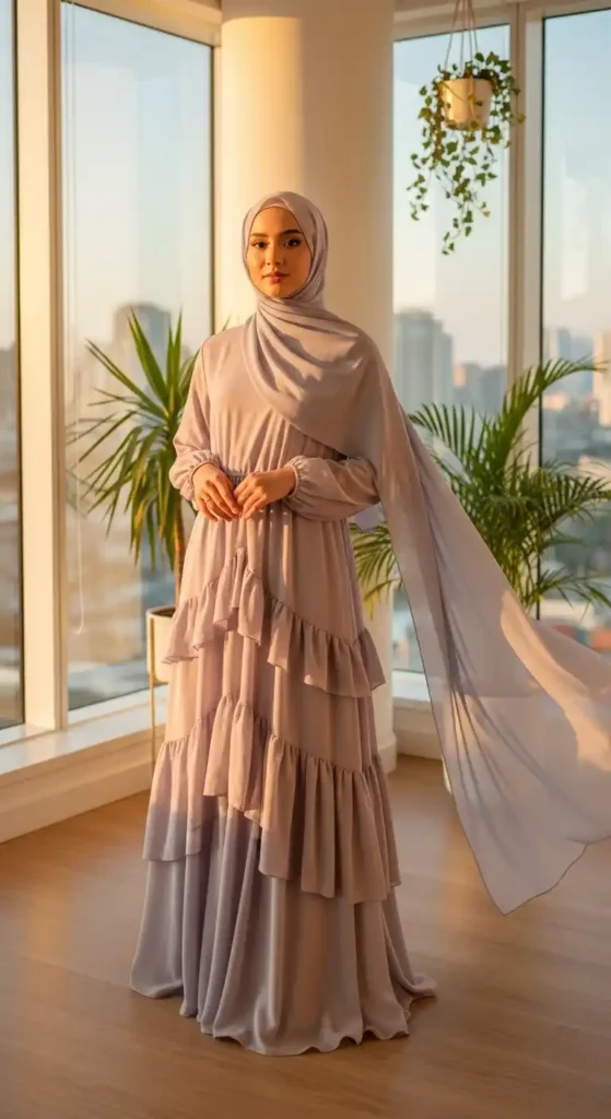 ruffled-dress-with-flowing-hijab