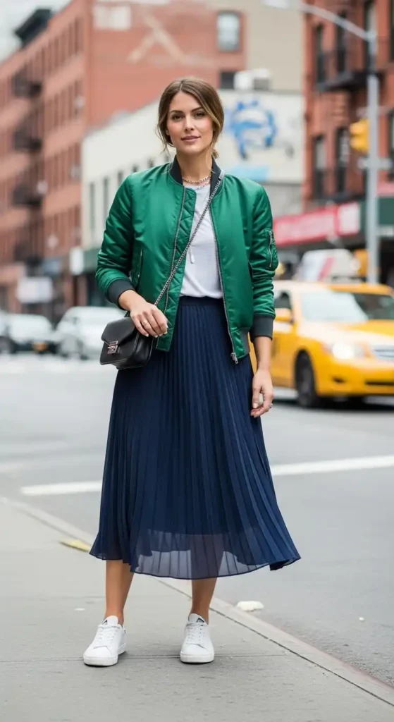 bomber-jacket-with-pleated-skirt
