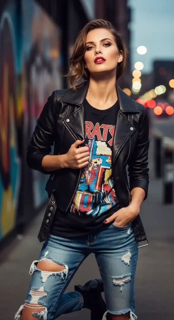 leather-jacket-with-graphic-tee