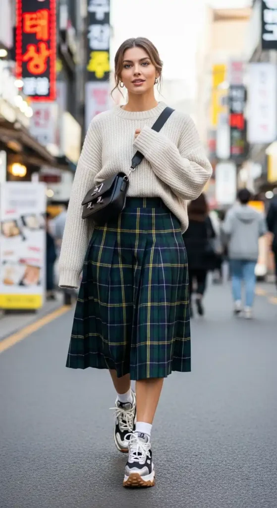 pleated-skirt-with-chunky-sneakers