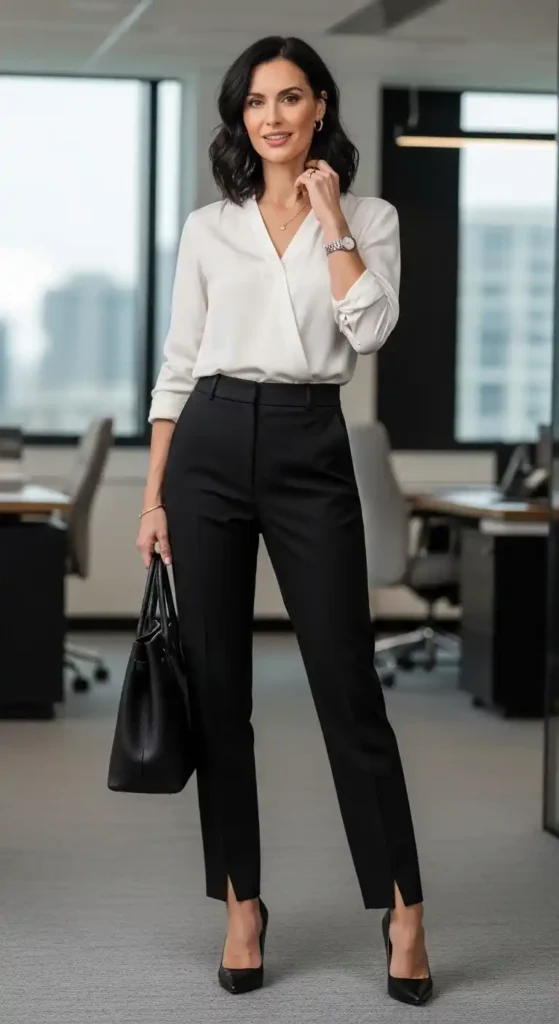 timeless-black-and-white-elegance-with-a-silk-blouse