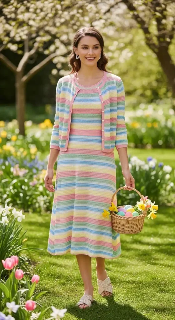 pastel-striped-knit-midi-dress-with-matching-cardigan