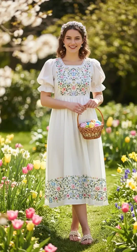 white-puff-sleeve-midi-dress-with-floral-embroidery